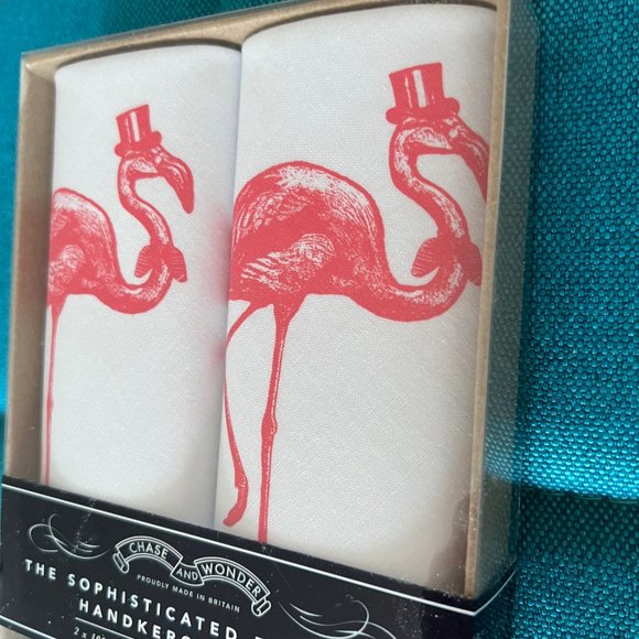 New CHASE and WONDER The Sophisticated Flamingo Handkerchief Set - Picture 3 of 3